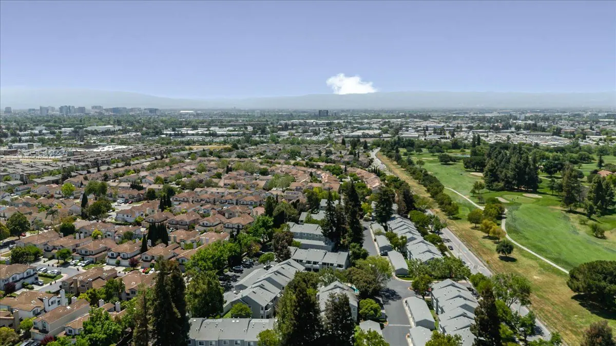 Aerial of homes near a golf course