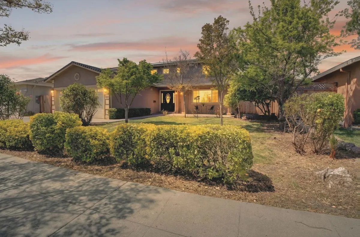 Home exterior at dusk