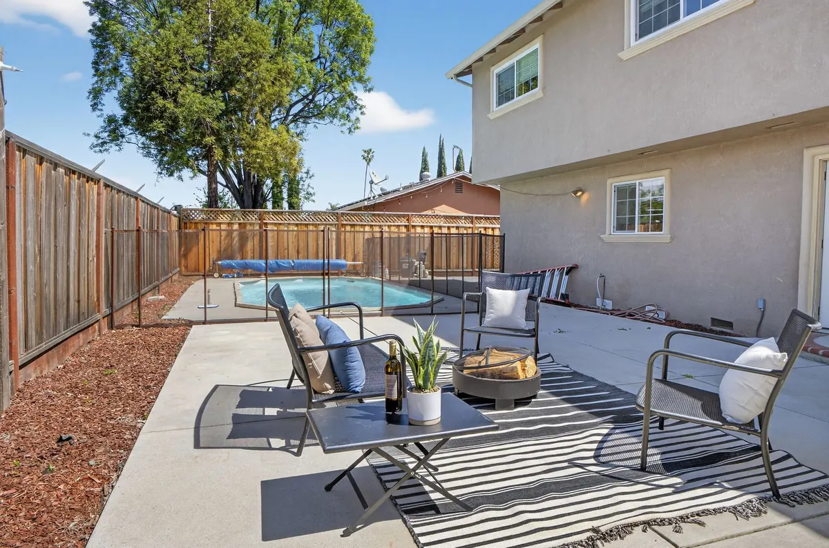Backyard patio with pool